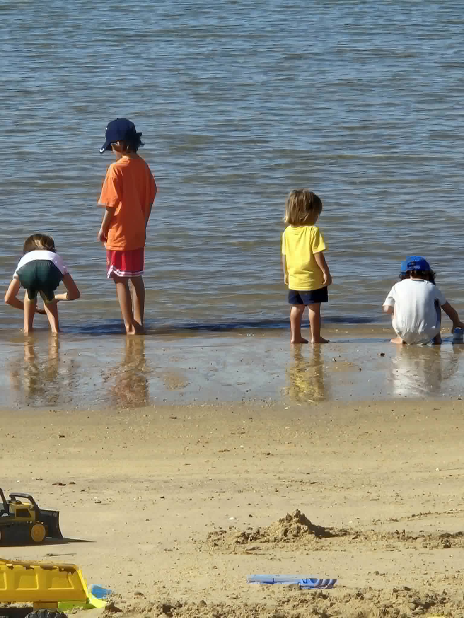 Rose's four boys playing at the water's edge